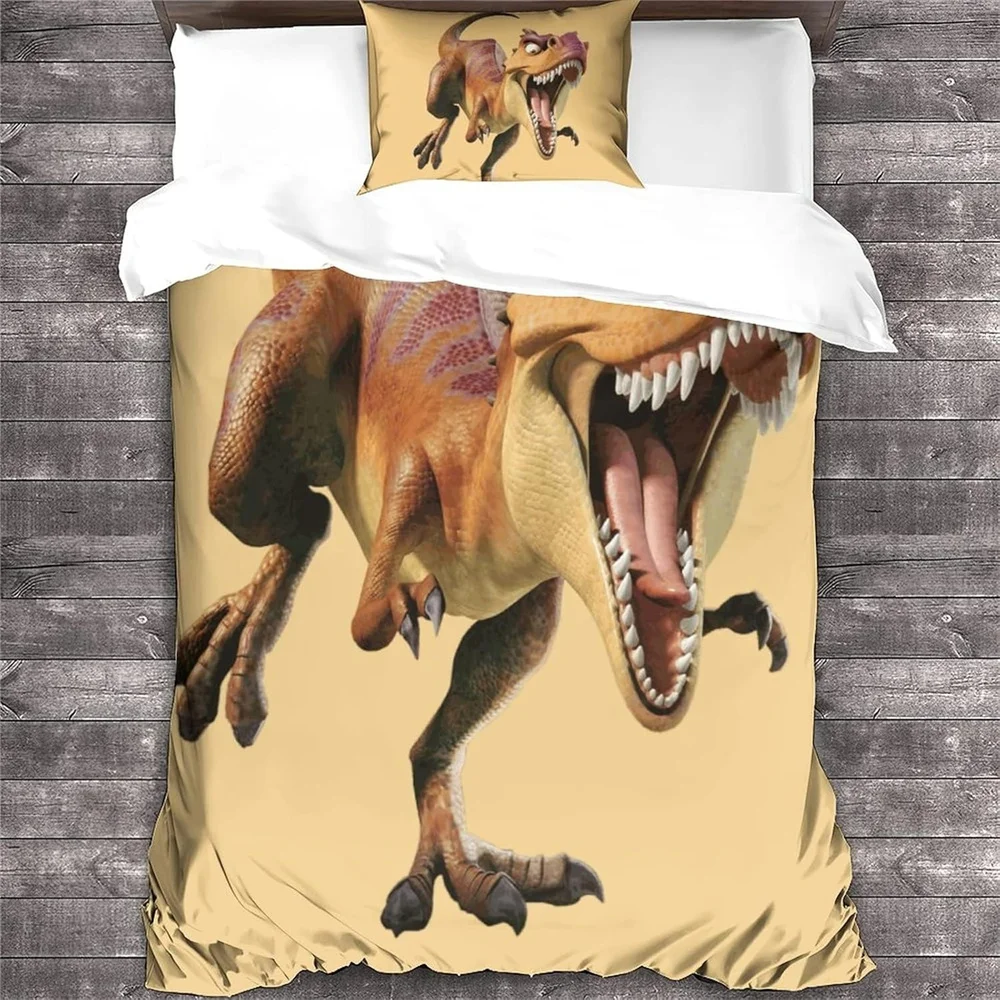 طقم سرير بطباعة ثلاثية الأبعاد على شكل عصر الجليد، غطاء لحاف، طقم سرير لحاف، غطاء وسادة، مقاس كينج كوين توأم للأولاد والبنات والكبار