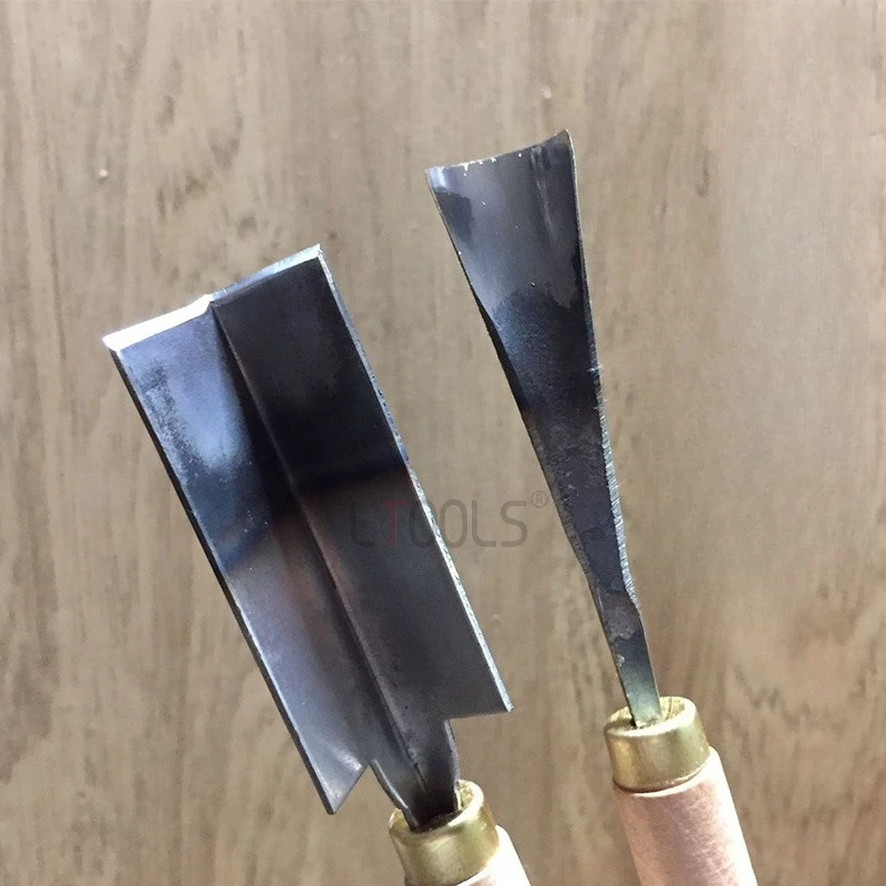 قاطع مطاطي ناعم متين من الصلب المنغنيز سكين نحت دائري عميق مقبض خشبي سكين الزاوية اليمنى نحت شريط مصابيح النيون أداة