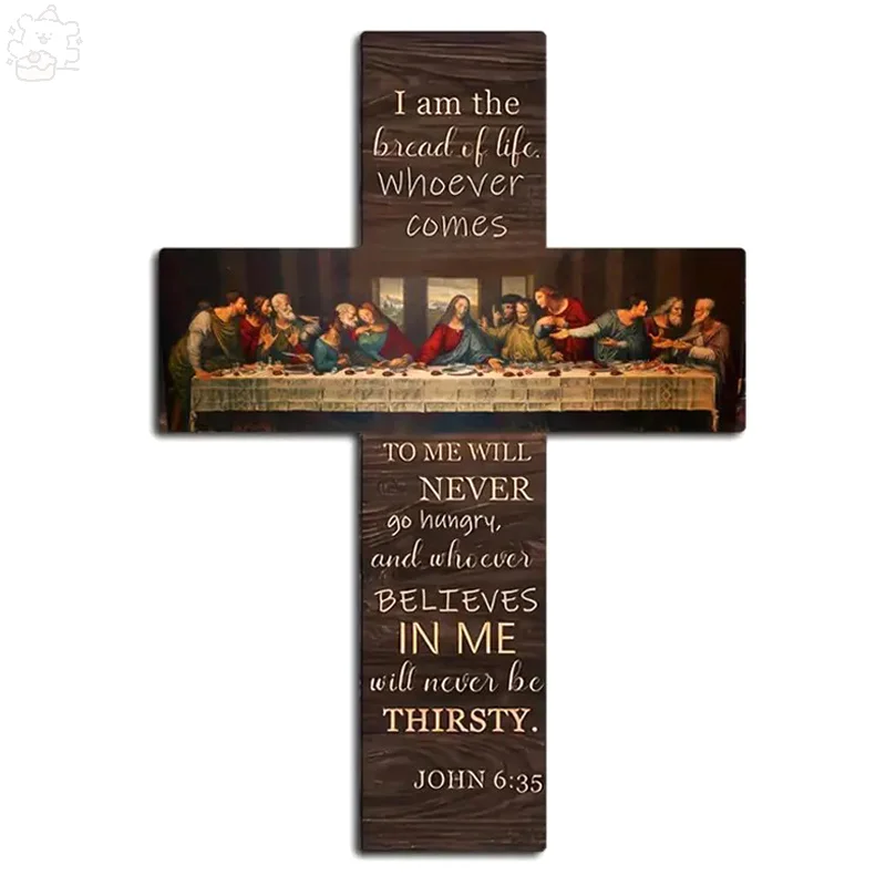 Last Supper Scene Digital Oil Painting Wooden Crosses Church Walls Art Plaque Home Decoration