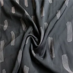 1 meter 100% Mulberry Silk 14 momme Thin Type Chiffon Silk Dress Fabric Black Printed 110cm 44