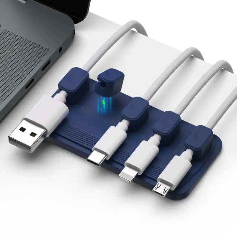 6in1 Magnetic Mouse Cable Wire Organizer Desktop Cable Clip Protector Cord Winder Row Plug Fixed USB Charging Line Holder Magnet