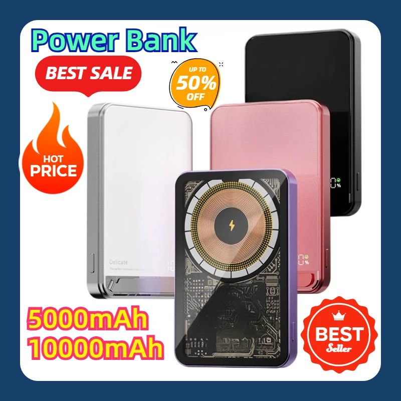Battery Powerbank Magnetic Wireless Phone Charger 2024 New High Quality Aluminum Alloy High Quality Power Banks Backup