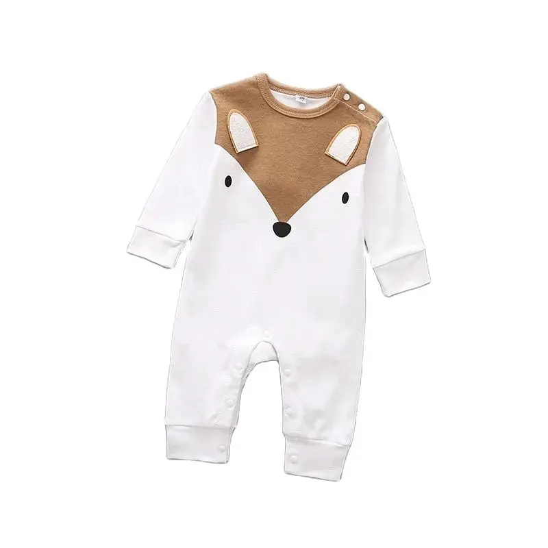 Spring And Autumn New Baby Jumpsuit Cute Baby Cartoon Animal Print Boys Girls Children Long Sleeve Jumpsuits Newborn Clothes