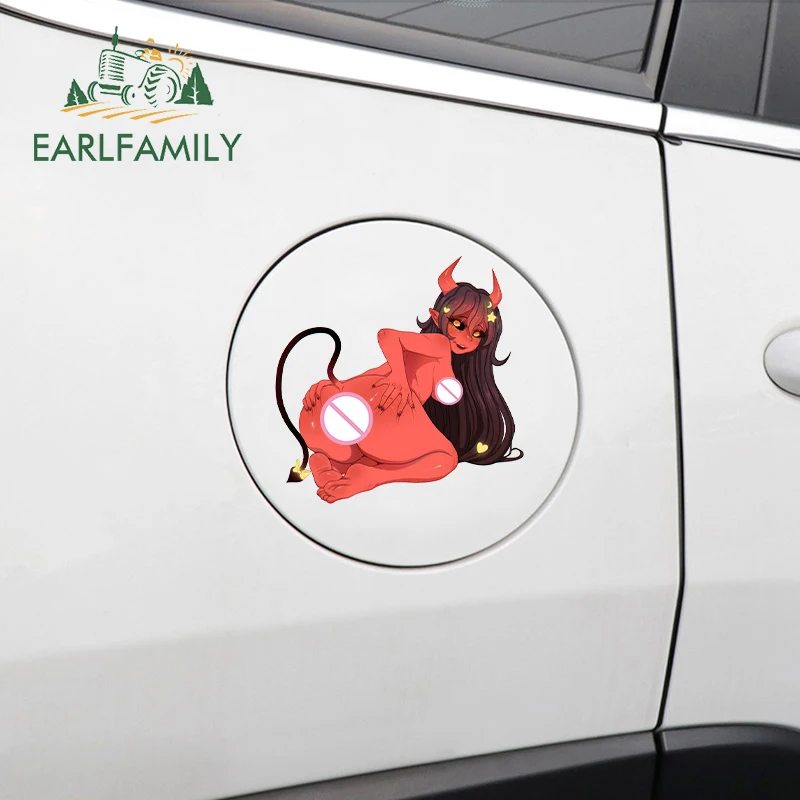 EARLFAMILY 13cm x 8.8cm for Devil Girl Meru Ahegao Hentai Car Sticker Air Conditioner Decal Car Accessories Creative Trunk Decor