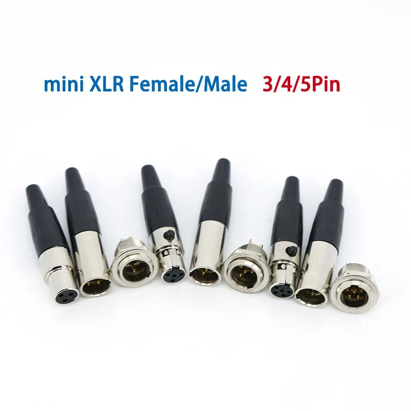 Mini XLR Female/Male Plug 3/4/5Pin Small XLR Female Male Socket for Cable Soldering Audio Connector