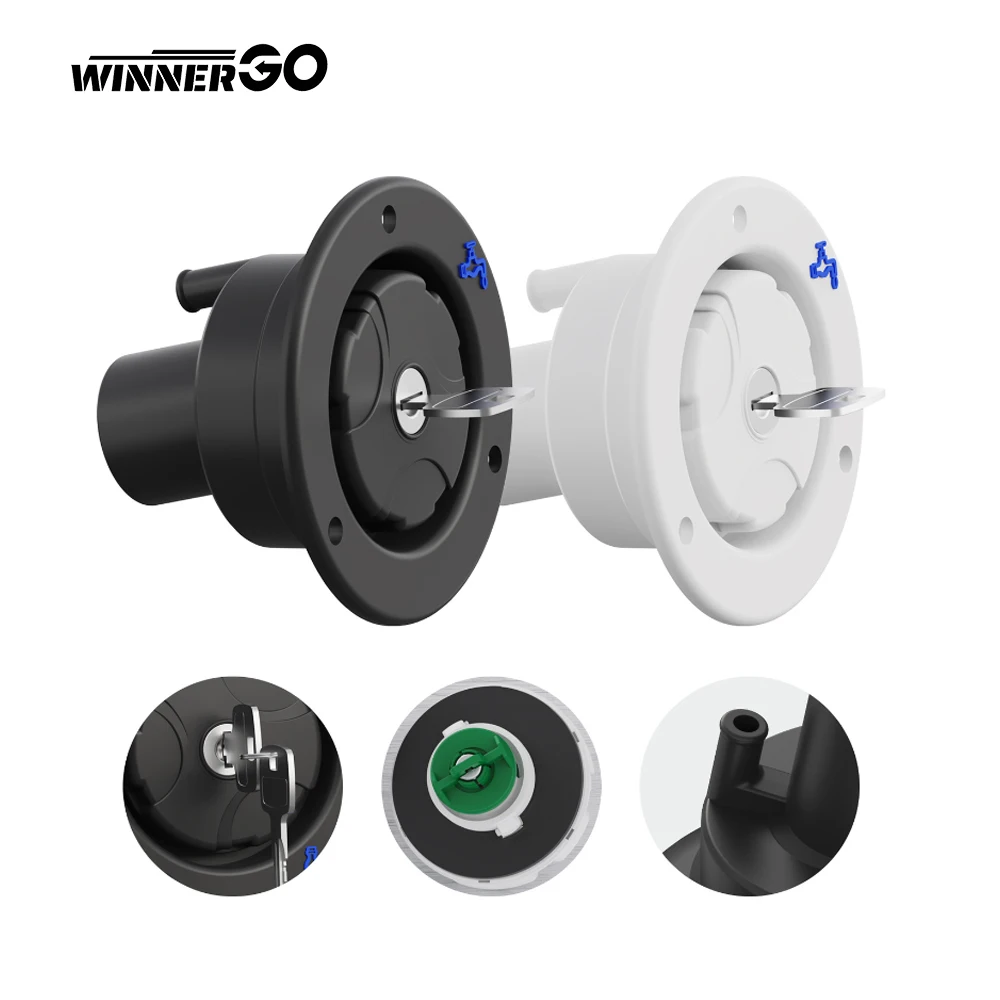 Gravity Freshwater Inlet Lockable Leakproof Water Filler Cap with 2 Keys for RV Caravan Motorhome RV Caravan Gravity Water Inlet