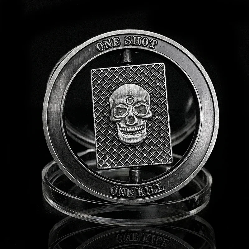 

Sniper One Shot One Kill Ace of Spades Skull Spinner Military Challenge Coin Collection Collectibles Art Souvenir Friends Gifts