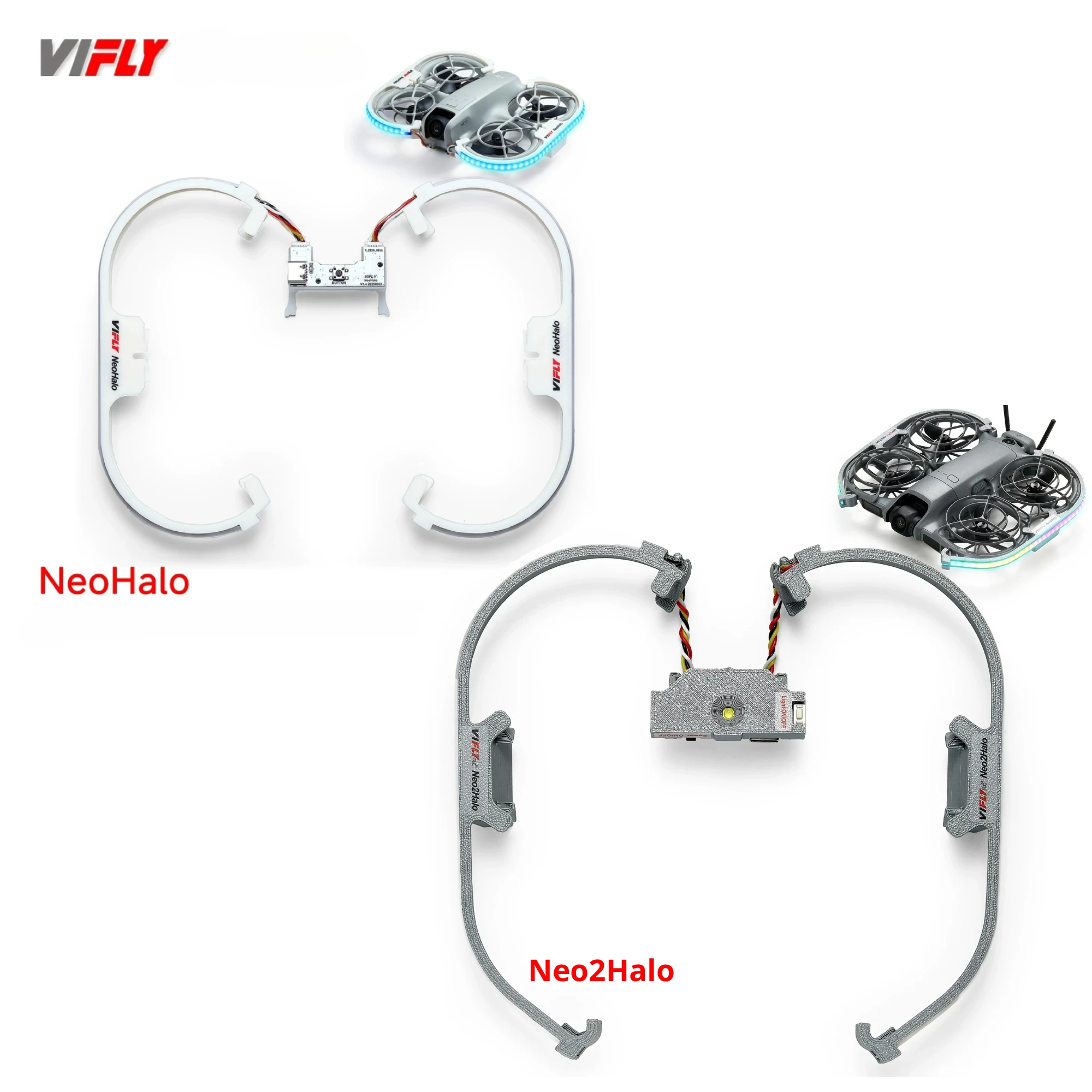 VIFLY NeoHalo Neo2Halo LED Light Strip Multi-Color Dynamic Modes Brings Stunning Aerial Light Shows for DJI Neo 1/2 Drone