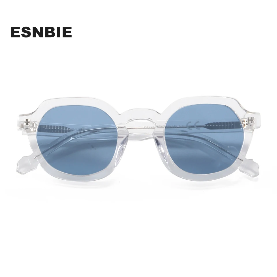 Vintage Crystal Thick Acetate Round Sunglasses For Men Irregular Punk Eyewear Uv400 Driving Glasses Gafas De Sol Hombre