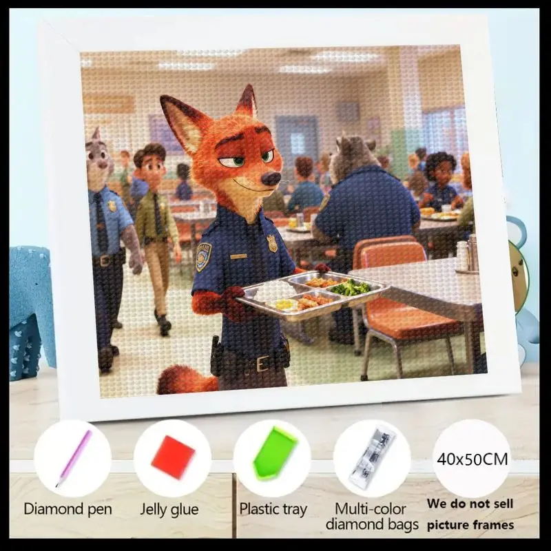 

1 шт., Лидер продаж, 5D DIY, полный дрель, набор для алмазной живописи, Zootopia Nick Wilde, полицейский офицер, мультяшное животное, художественное ремесло с кафетом