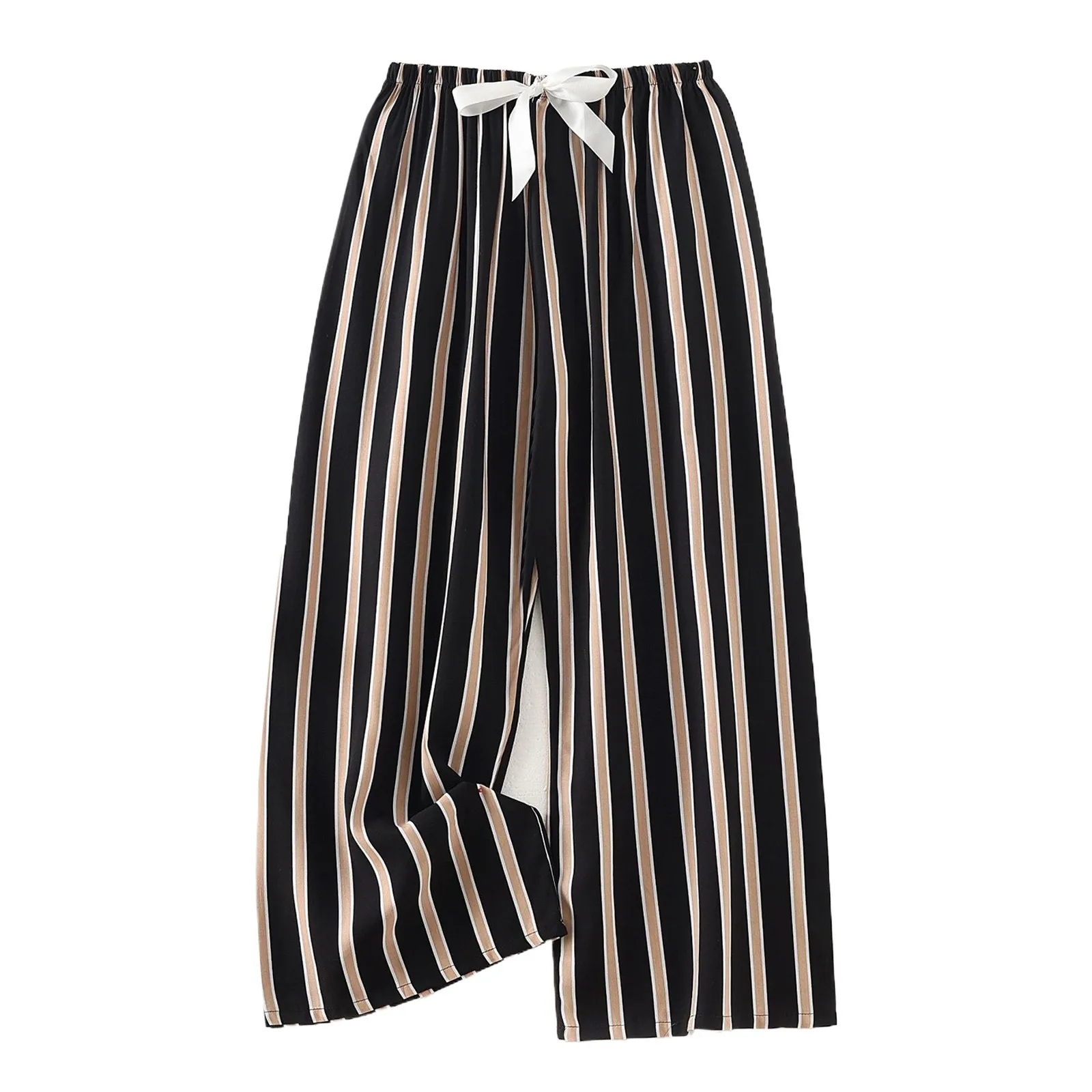 Women's Pajamas Pants Spring And Summer Beach Pants Ladies Cotton Silk Home Pants Female Sleepwear Plaid Striped Print Trousers