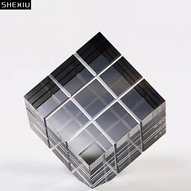 

Minimalism Transparent Geometric Square Crystal Magic Cube Statue Desk Decoration Glass Magic Cube Sculpture Crafts Ornaments