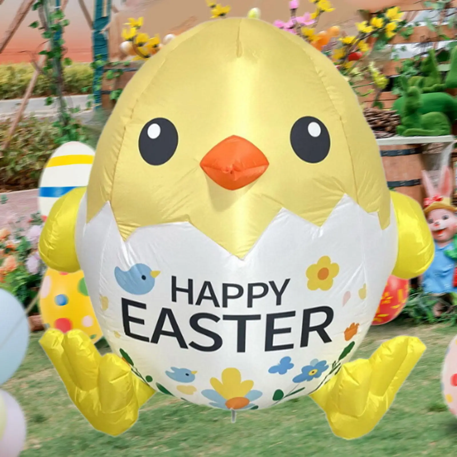 133.3cm Easter Inflatable Toy Lighted Blowup Chick Shaped for Gifts Outside