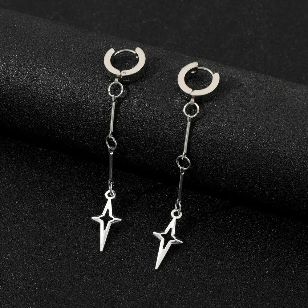 Gothic Jewelry Cross Star Drop Earrings for Women Punk Charms Stitching Rivet Dangle Earrings Korean Fashion Accessories gifts - view 6