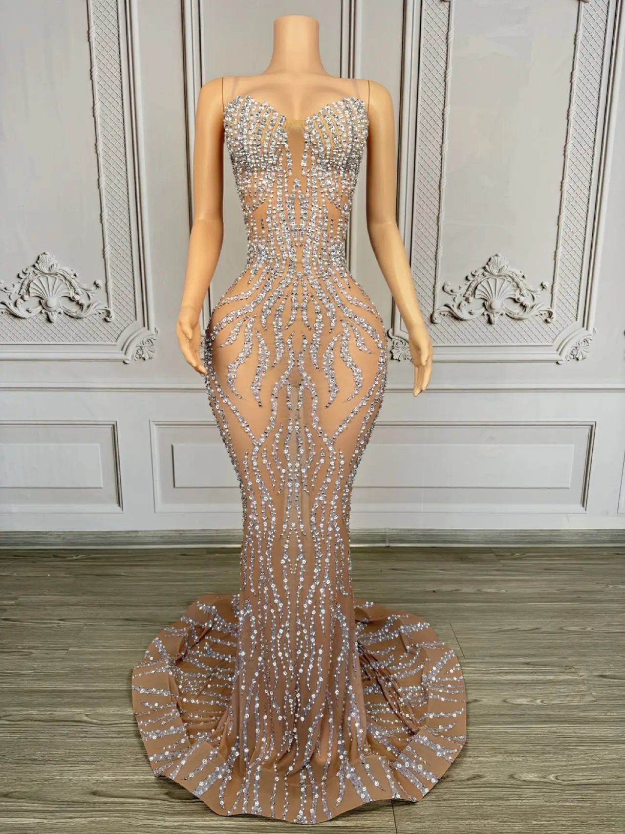 Bazhuayu Vrouwen Speciale Gelegenheid Jurk Bruiloft Verjaardag Avond Feestjurk Luxe Sparkly Vloerlengte Jurk Zanger Koningin Draagt