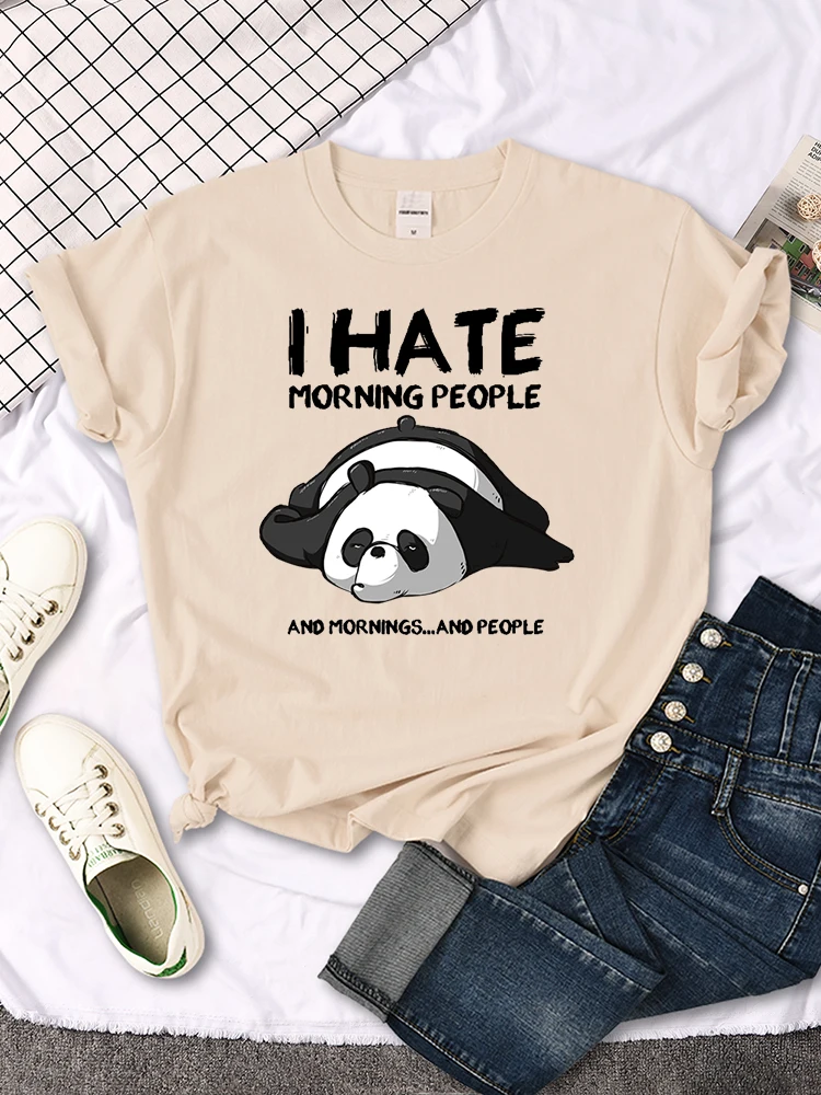 Lovely Panda Sleeps Personality Patterns Woman T-Shirts Kawaii Fashion Tshirt For Women Oversized Harajuku Short Sleeve Tops