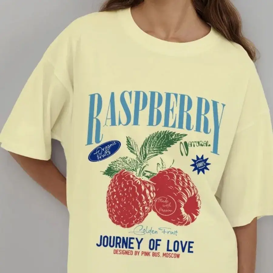 European And American Street Retro Pure Cotton Fruit Fun Casual Loose And Versatile Personalized Women's T-shirt In summer