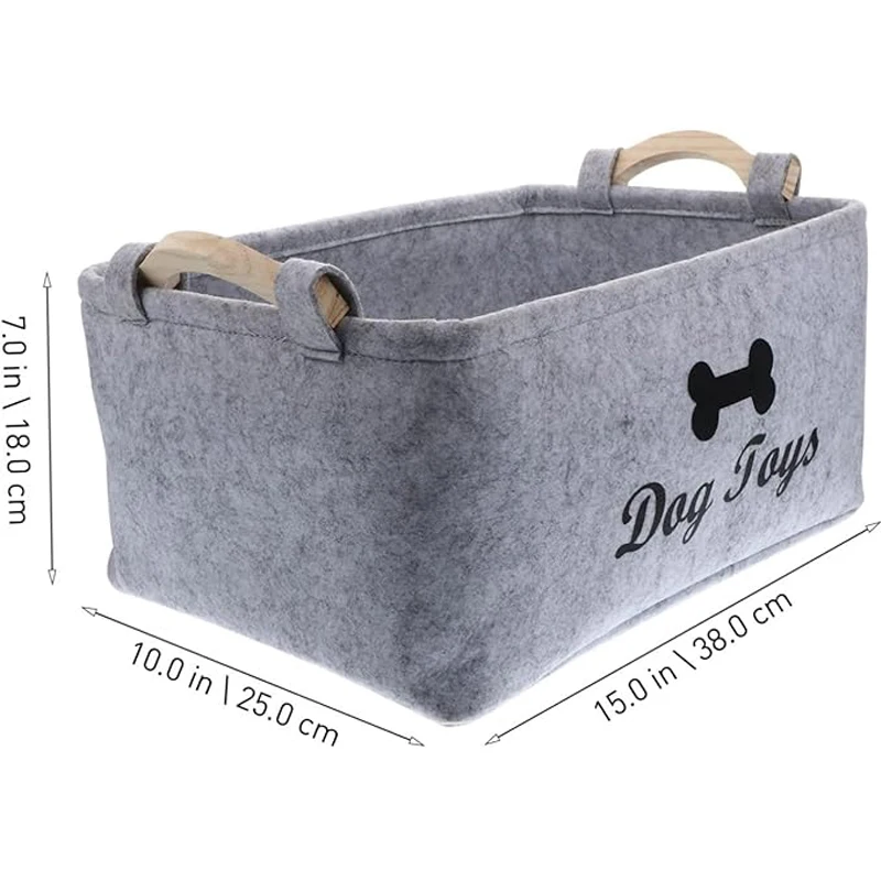 Lightweight Felt Pet Dog Toy Box Storage Basket Chest Organizer For Organizing Pet Toys Blankets Leashes And Food Dog Toy Box