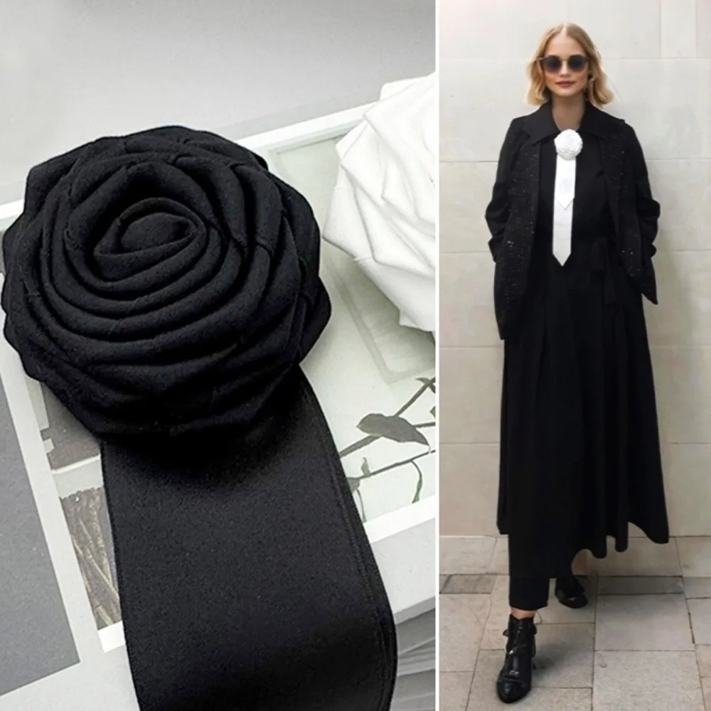 Formal Fabric Rose Flower Bowtie British Style Solid Color Collar Flower Neck Decoration Collar Cravat Gentleman's Bow Tie Men