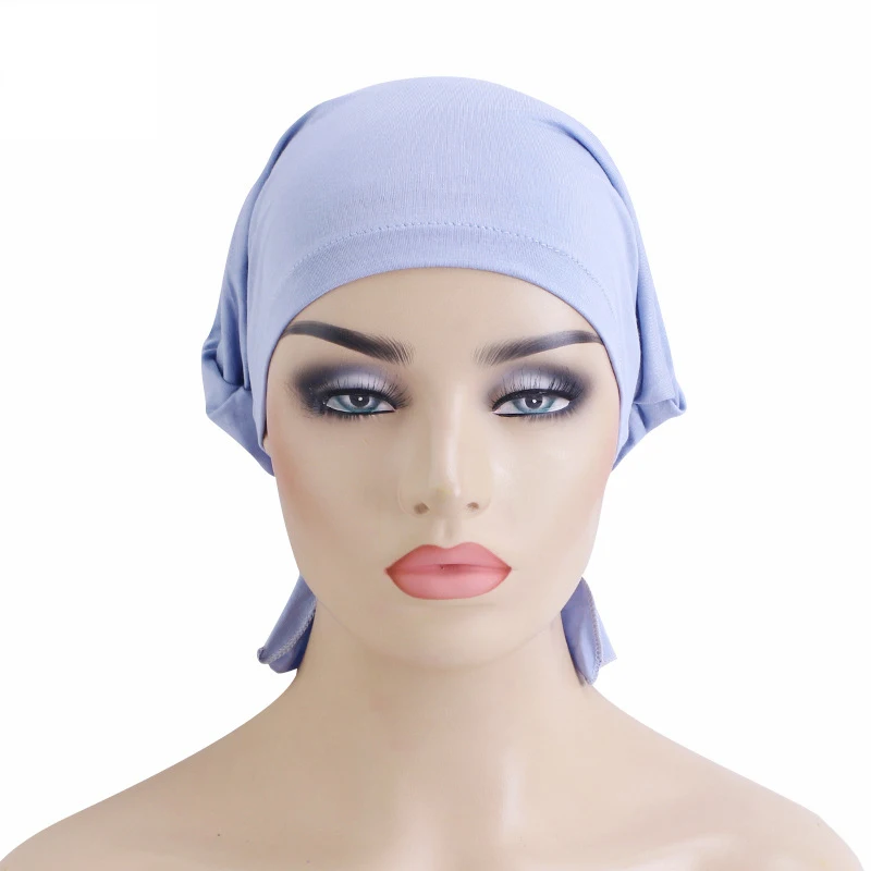 Muslim Women's Hijab Bottom Hat Underscarf 8 Colors Solid Color Elastic Turban Hijab Adjustable Bonnet Islamic Chemo Cancer Hat