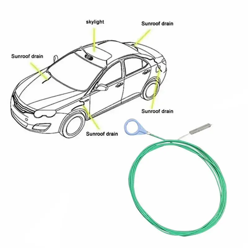 3/5/10m Car Drain Dredge Cleaning Scrub Brush Auto Sunroof Long Hoses Detailing Cleaning Tool Spiral Skylight Drain Pipe Brush