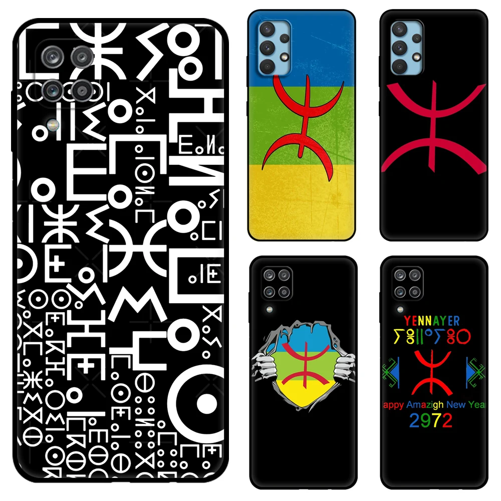 Black tpu Amazigh Flag Case For Samsung galaxy M53 M13 M62 A12 A22 A22S A32 A42 A52 A52S A72 4g 5g A20S