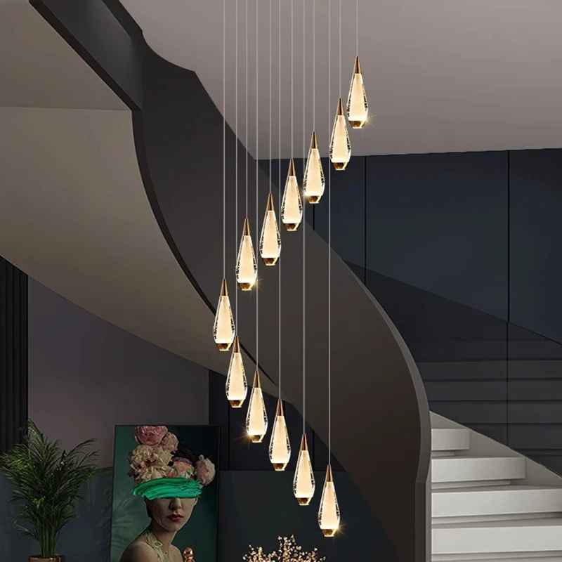 Imagem -03 - Modern Nordic Stair Chandelier Lâmpadas de Teto Simples Lustres Led Suspensos para Sala de Estar Luz Interior