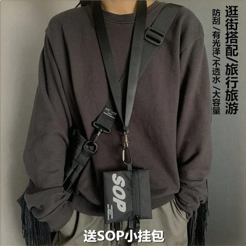 Imagem -03 - Harajuku Techwear Balde de Náilon Sling Estético Homem Gótico Bolsas Crossbody Fanny Pacote para Bolsa Feminina Bolsa Feminina Ombro