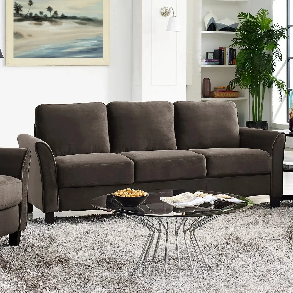 2023 Lifestyle Solutions Alexa Sofa with Curved Arms, Gray Fabric