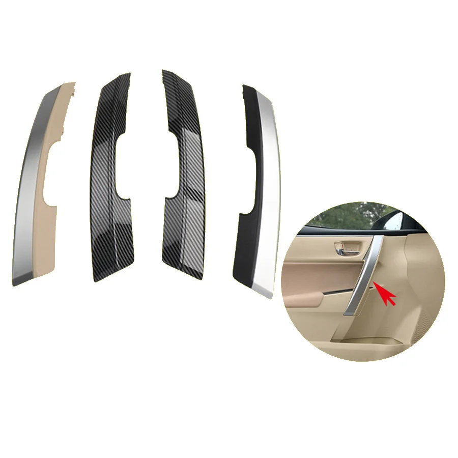 For Toyota Corolla Interior Front Door Trim Panel Armrest Inner Handle Decorative Cover 14-18 Black Beige Silver Carbon Fiber