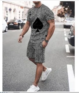 

2025-26 Fashion New Suit 3D Printing Design Outdoor Travel Men's Suit Breathable Quick-drying Short-sleeved Shorts Suit