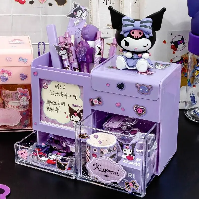 

Аниме Kawaii My Melody Kuromi Cinnamoroll милый Ins стиль высокий внешний ящик стиль обучающий контейнер для хранения предметов держатель для ручек
