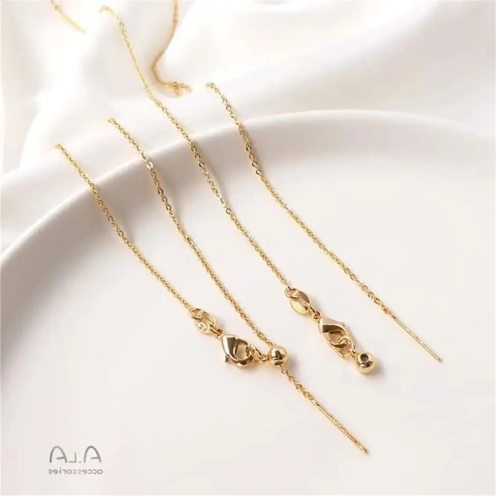 

14K Gold Plated Universal Necklace Adjustable bracelet Flat O Chain Clavicle Chain DIY Chain Crystal pearl jewelry