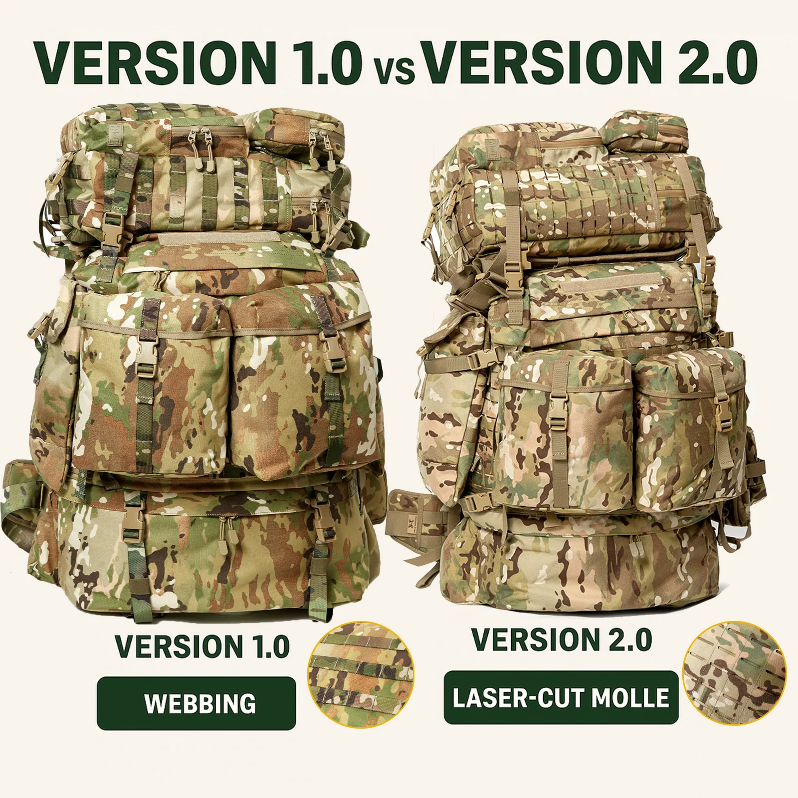 AkmaxFILBE Full Pack System Tactical Military Rucksack with