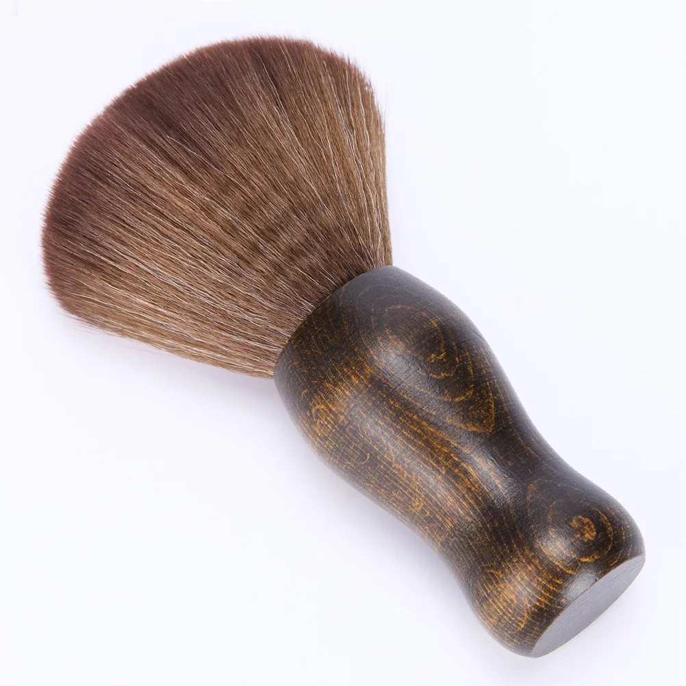 

1Pcs Hair Salon Brush Wooden Handle Small Fiber Bristle Portable Broken Hair Beard Cleaning Styling Beard Brush