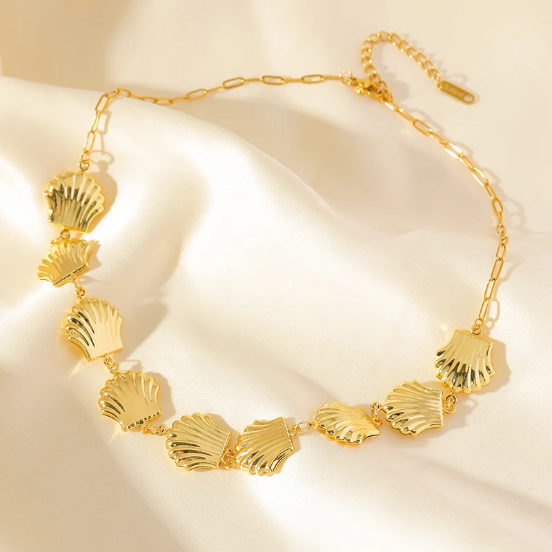 EILIECK 316L Edelstahl Muschel Seestern Perlen Schmuckset für Damen Mode Neue Wasserdichte Halskette Armband Ohrringe Geschenk – Detail 19