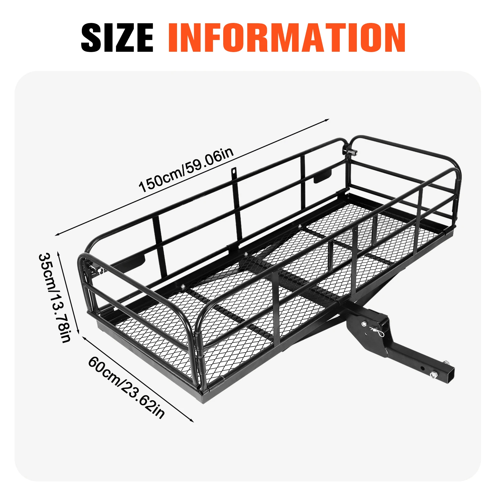 Hitch Cargo Carrier Ebike Hitch Rack 60x24x14in 500 LBS Capacity Fits 2inch Receiver with Hitch Stabilizer for RV Truck SUV Van