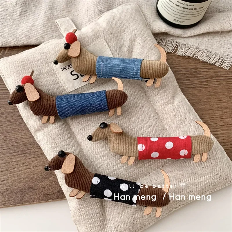 Korean version ins fabric dark sausage dog hair band grab clip female sweet double ponytail ball head hairline plate hairpin