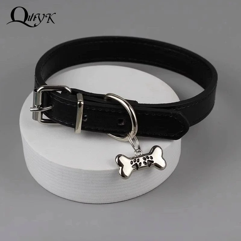 

Trendy Punk Colorful Dog Claw Bone Necklace For Women Exquisite PU Leather Charms Choker Sweet Cool Party Jewelry Y2K Gifts