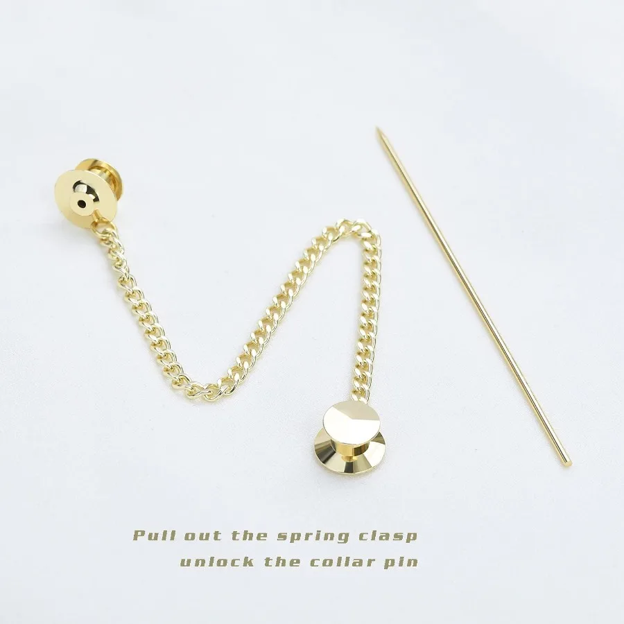 Eleganti spille da colletto a catena con nappe in metallo da uomo Spilla da abito Spilla da cravatta Accessori per camicie per abiti formali Riunioni d'affari e speciali