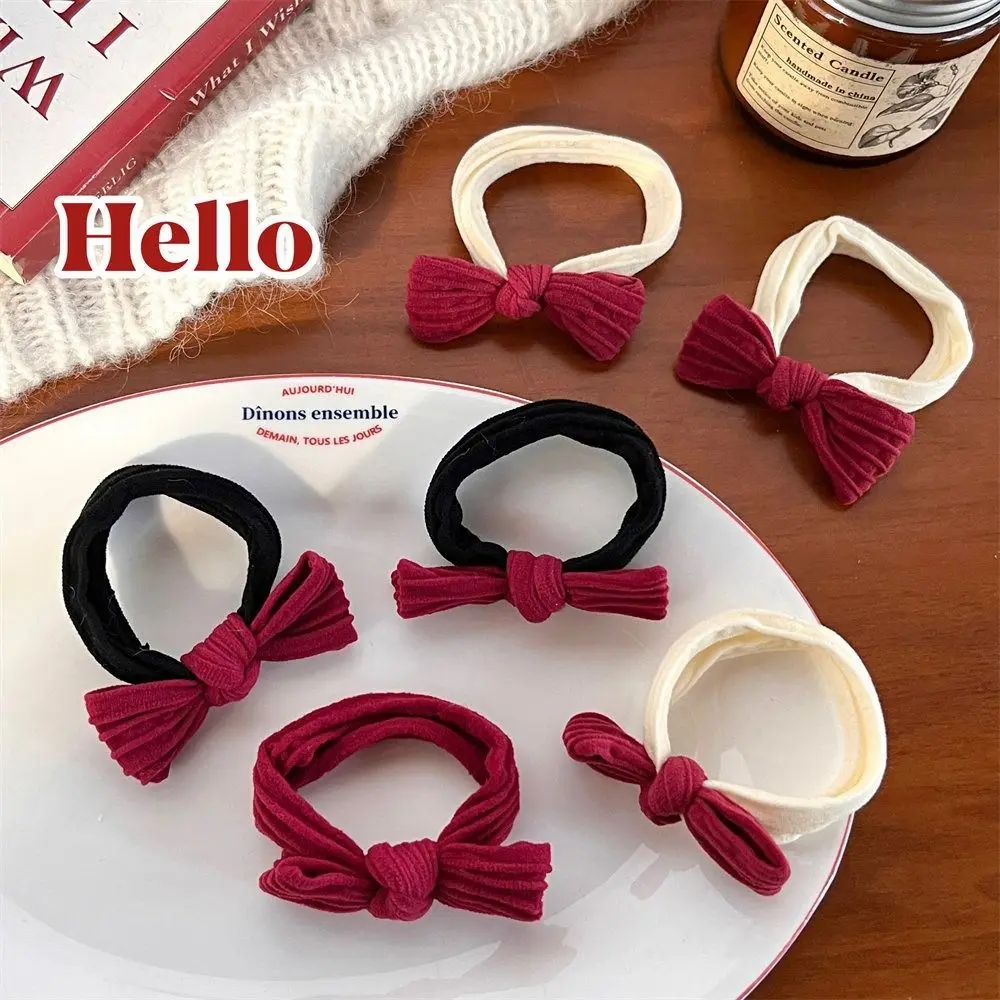 Bowknot New Year Elastic Hair Band New Year\'s Hairpin New Year Decor Red Bow Hair Rope Kids Gifts Korean Hair Accessories