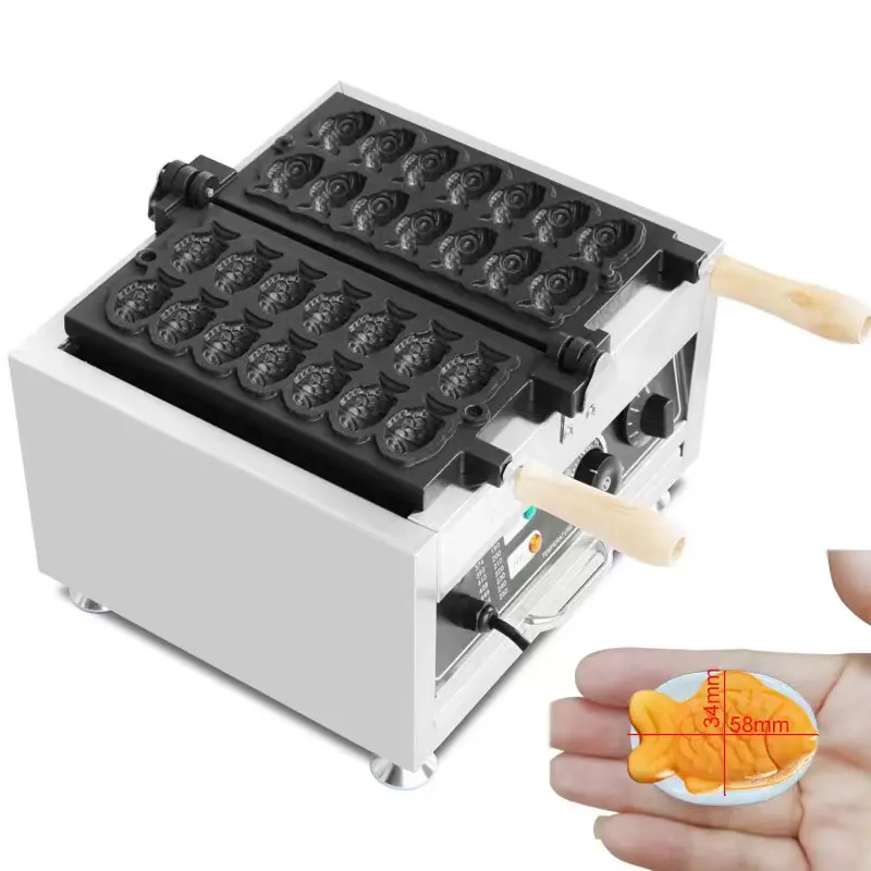 Commercial 14Pcs Big Eyes Small Fish Waffle Maker Mini Fish Shaped Waffles Iron Cake Taiyaki maker Machine Pan Equipement