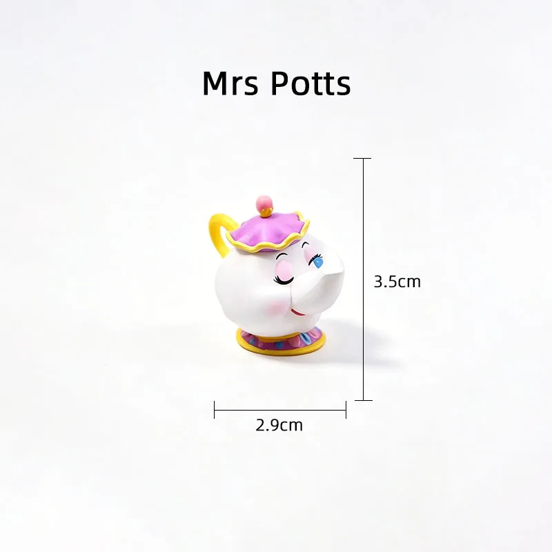 Beauty and the Beast Character Figures Mrs Potts Chip Cogsworth Resin Mini Doll Display Decor Ornament Gifts For Fans Collectors