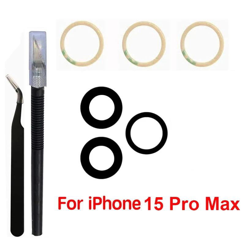 Saphir-Rückkamera-Objektivglas für iPhone 12 13 Mini 14 15 Plus 17 Pro Max – Ersatzteile für die Reparatur der Rückkamera mit 3M-Klebstoff & Werkzeugen