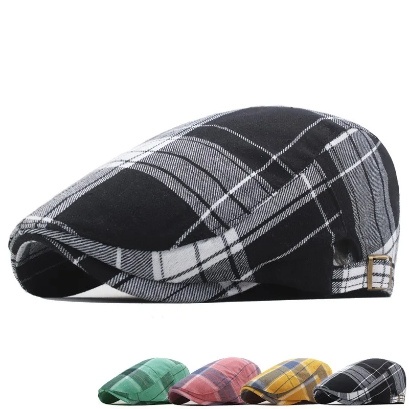 New Classic Plaid Beret Women Retro Art Leisure Hat for Men Spring Summer Breathable Baseball Cap Casual Suncap Outside Female