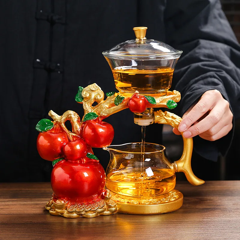 Glass Automatic Tea Brewer Set Magnetic Self Brewing Teapot Drinkware