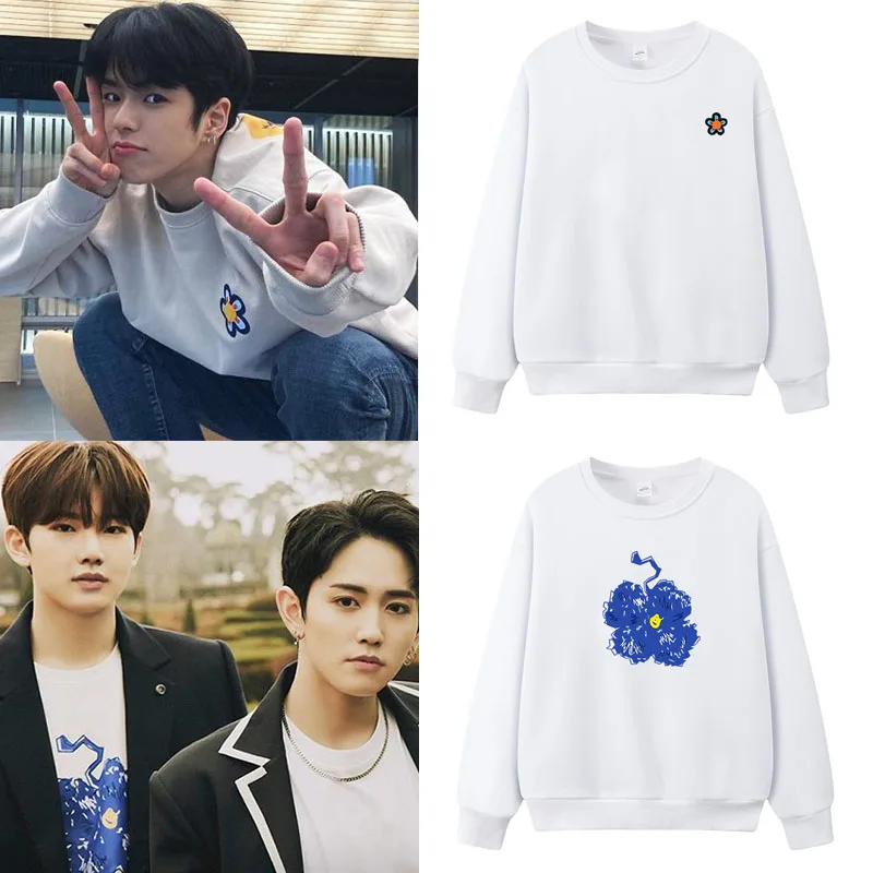 

Treasure Jin Jun Kui Selfie Cotton Sweatshirt Loose round Neck Printed Hoodie Unisex Comfortable Korean Style Spring Fashion