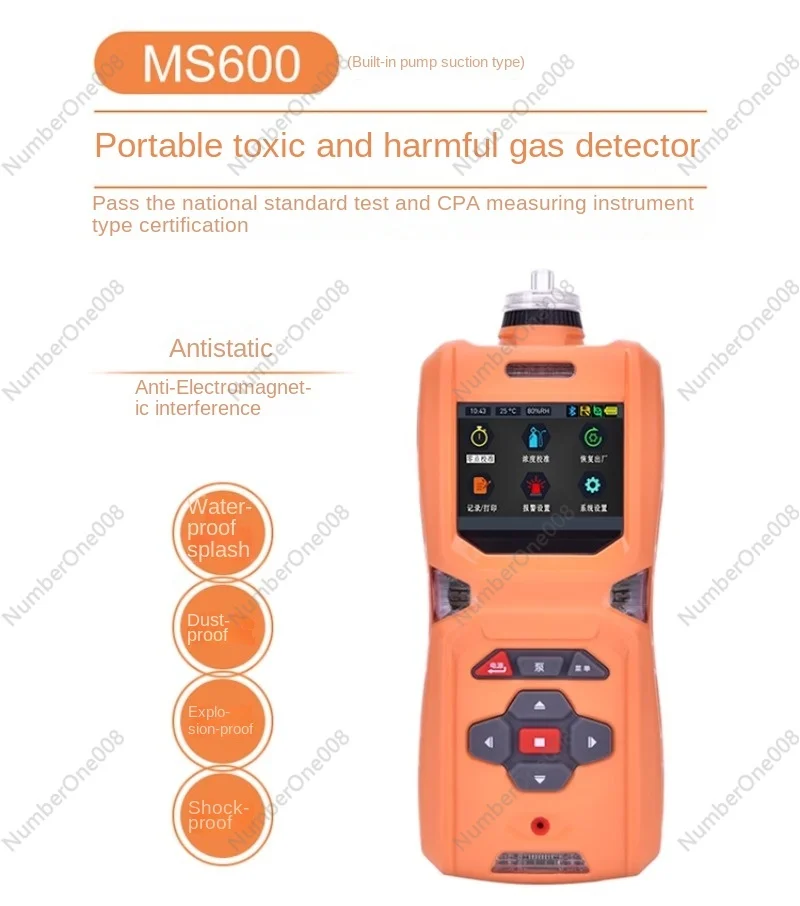 Portable Six-in-One Gas Detector Handheld Toxic and Harmful Gas Concentration Tester Leak Alarm