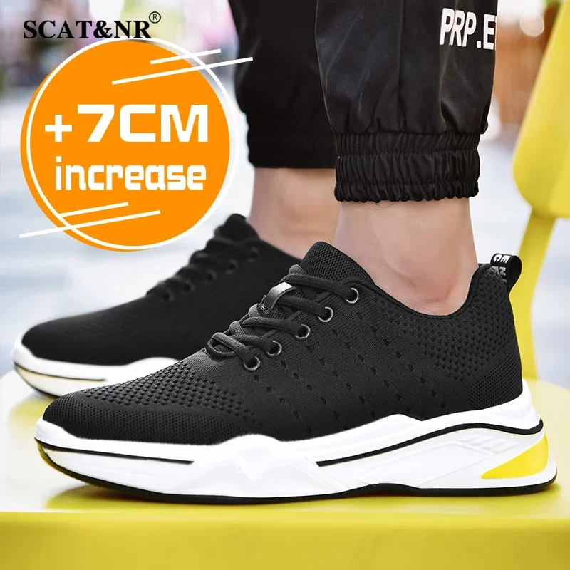 Men elevator shoes height increase sneakers for men casual insole 7cm optional heels moccasins taller male sports 37-43 luxury