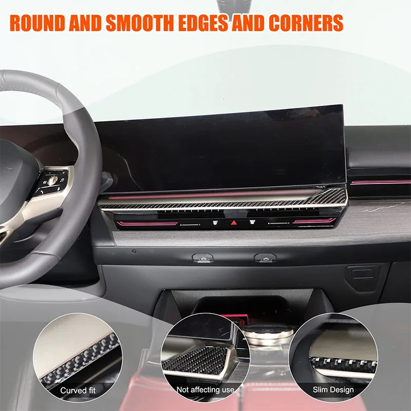 

Soft Carbon Fiber Center Console Navigation Screen Panel Strips Sticker Trim Suitable for BMW 5 Series G60 2024+ LHD